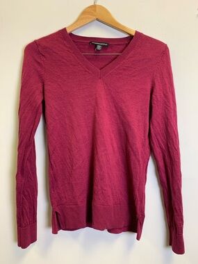 Katherine Barclay Burgundy V-Neck Sweater